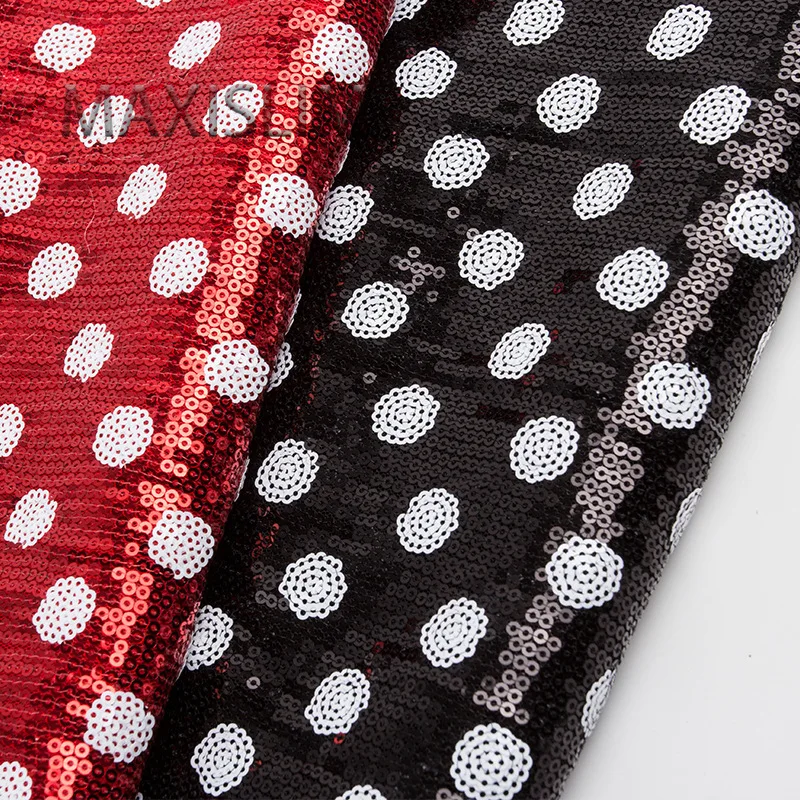 

3MM Straight Stripe Satin Embroidery Sequin Fabric Headband Toy Accessory White Circle Embroidery Sequin Fabric Width 125CM