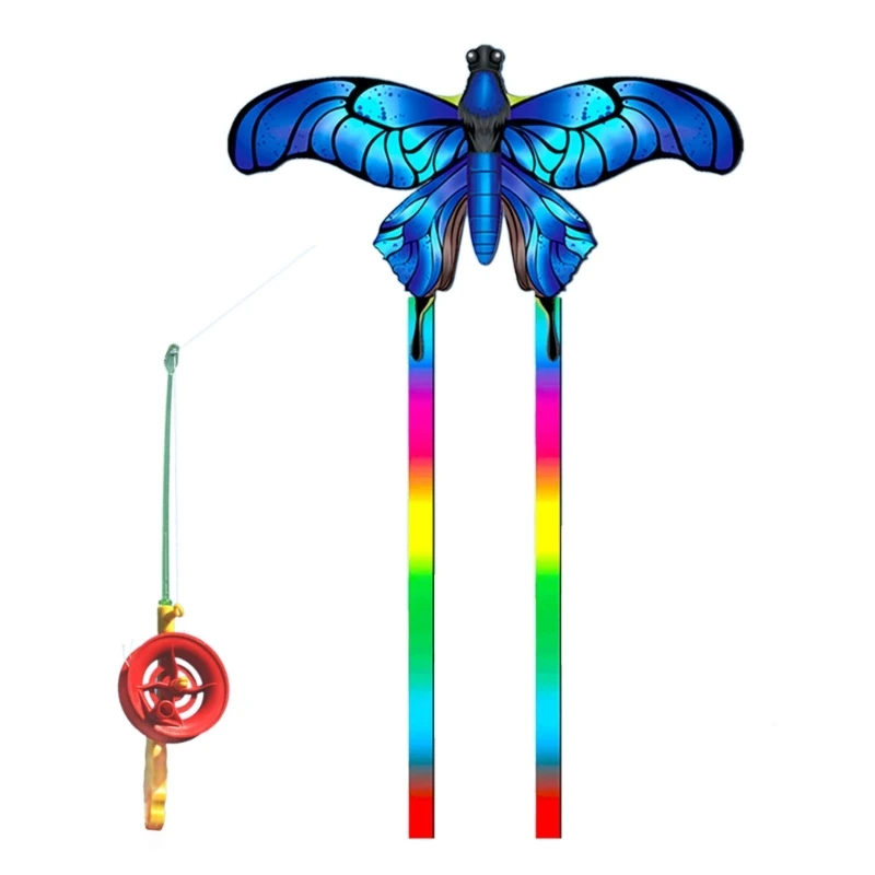 Fishing Rod Dynamic Wing Kites for Garden Long Tail Dynamic Kites Outdoor Kites Flying Toy Best Gift for Family Gathering