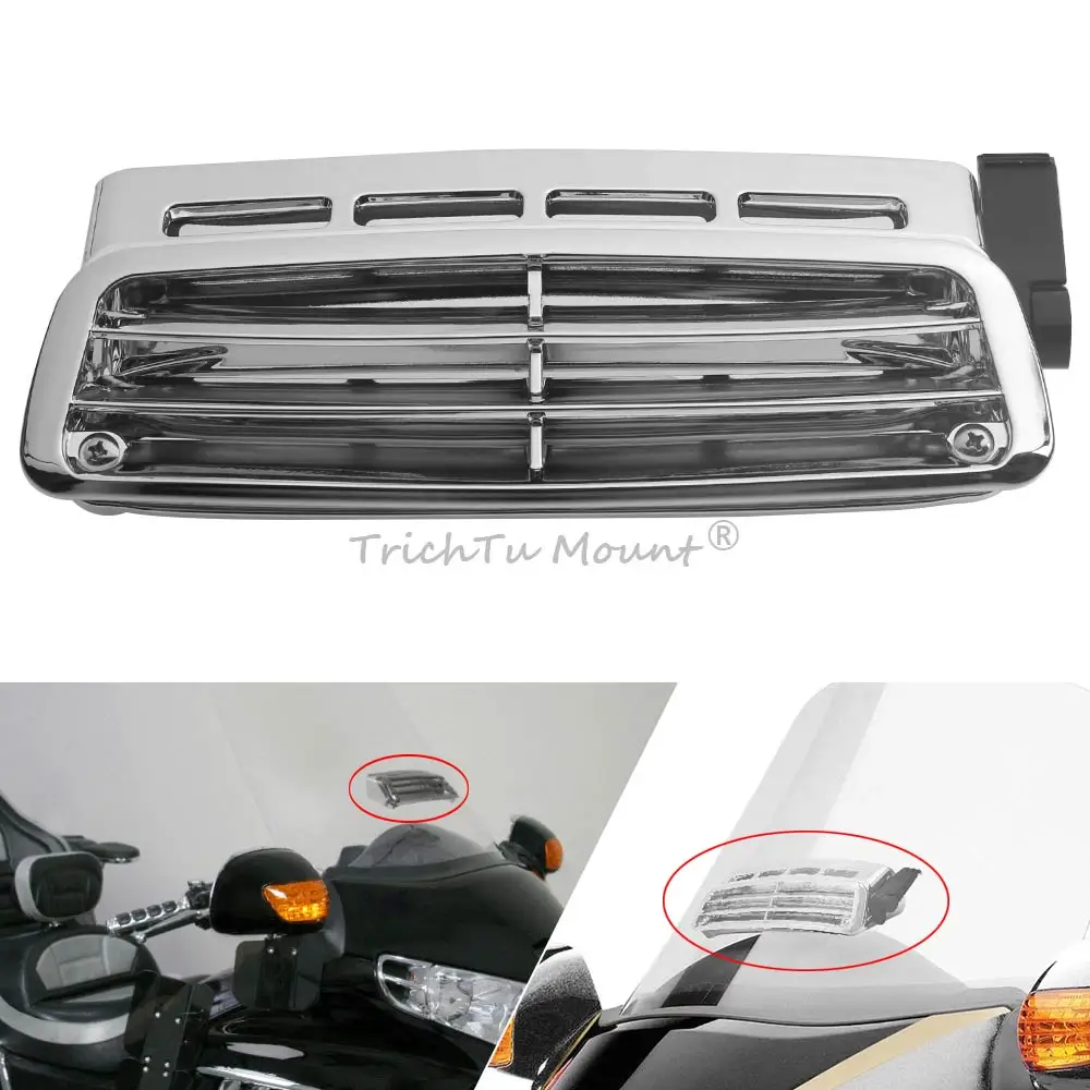 

Motorcycle Windshield Vent Air Flow Deflector Fit for Honda Gold Wing GL1800 2001-2017 ABS Chrome Air Vent accessories