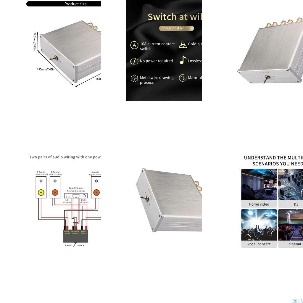 

R91A Heavy Duty Metal Sound Switches 2 Inputs 1 Output for Amplifiers and Speaker