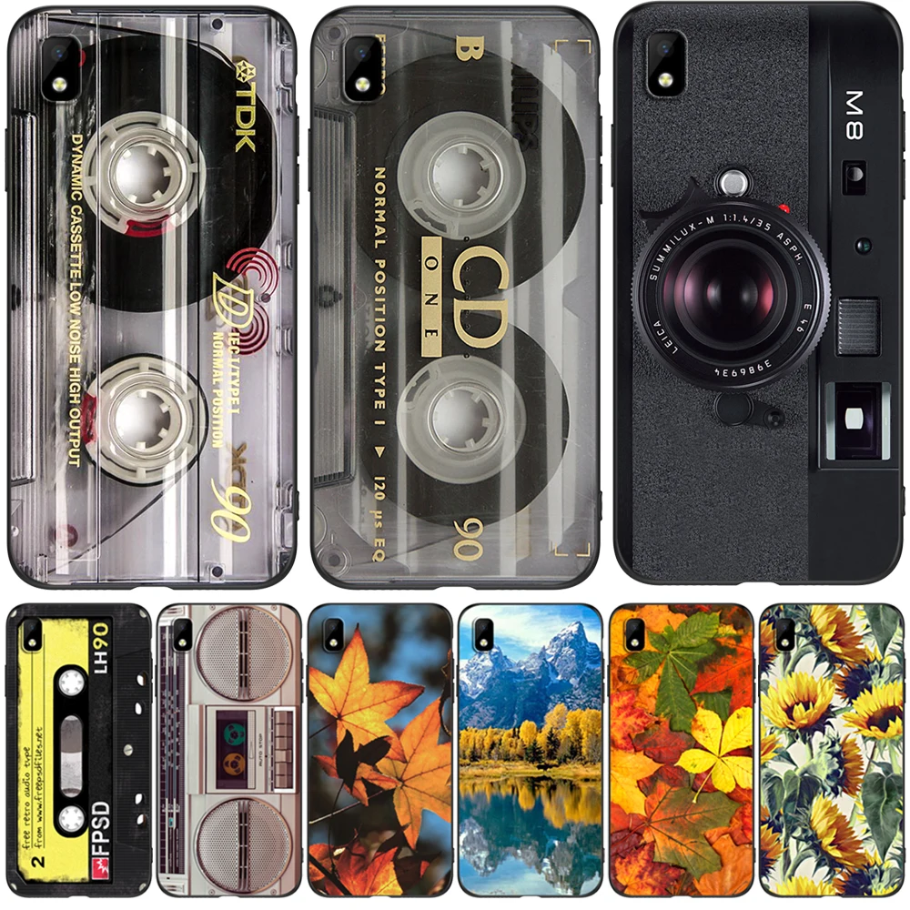 For ZTE Blade L210 Case phone back cover black tpu case retro old tape cassette