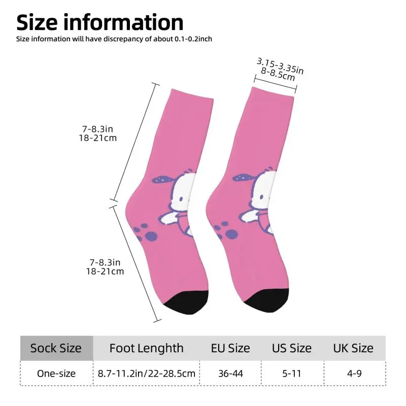 Custom Pochacco Dress Socks for Men Women Warm Fashion Cartoon Cute Anime Crew Socks