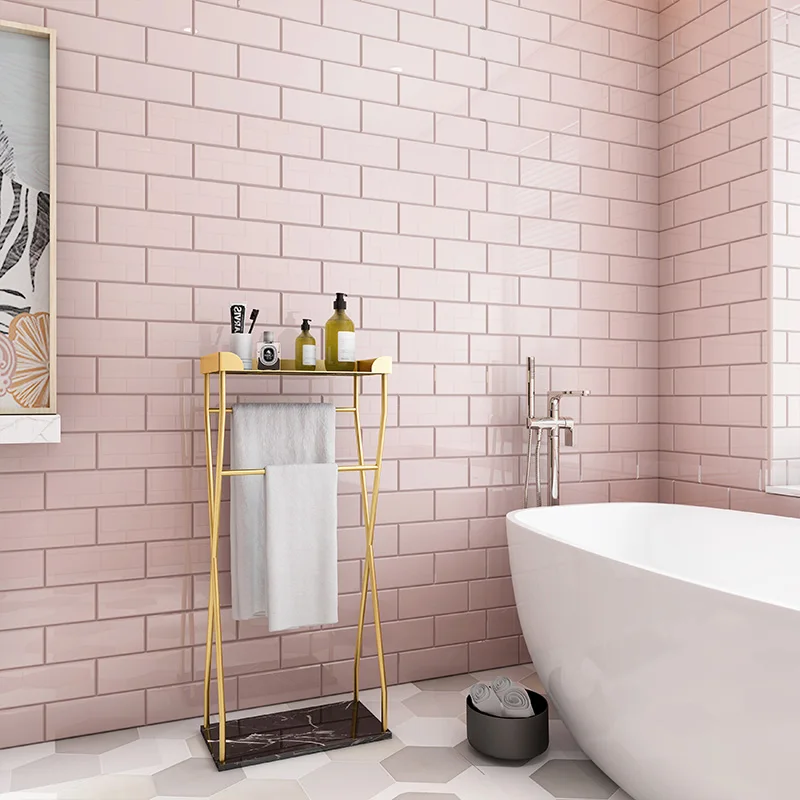 

Nordic ins bathroom bath towel double bar towel hanging, no punching bathroom rack floor double layer towel