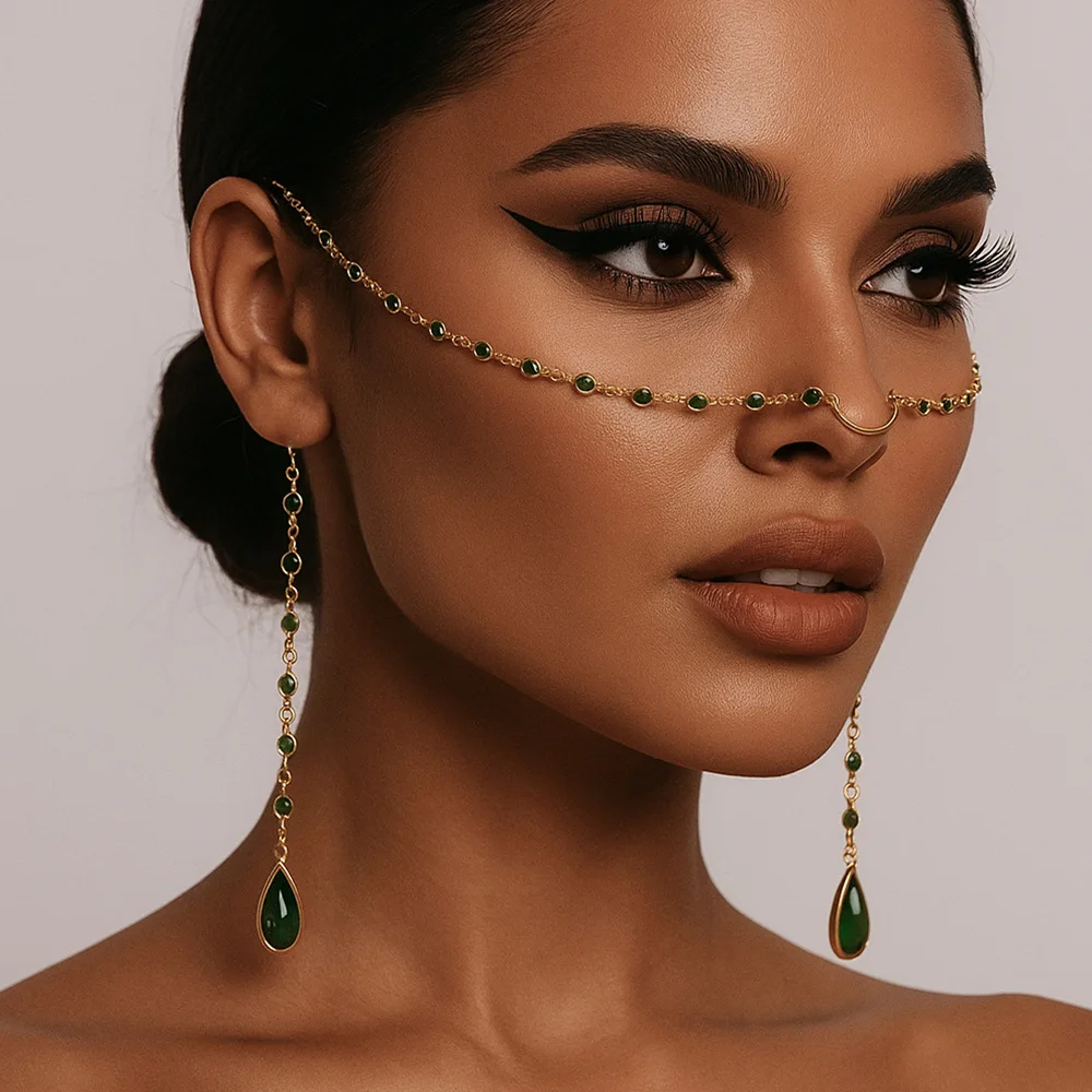 Gold Face Chain Mask Decoration Accessories Rhinestone Glitters Carnival Masks Fashion Jewelry Girl Women Birthday Gifts