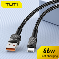 TUTI USB A to Type C 66W 6A Metal End Fast Charging Cable  Available in Blue and Black  for Android  iPad  iPhone 15 and  more