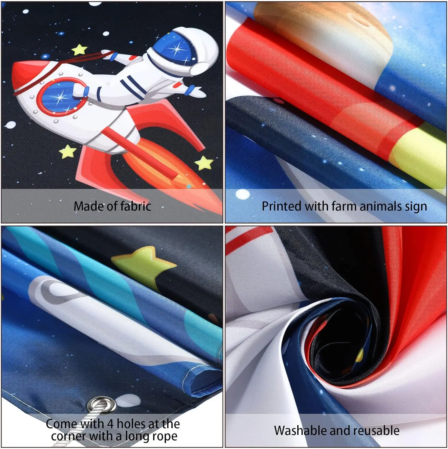 1.5 * 1M Vinyl Space Face Showcase Background Cloth for Boys\' Birthday Party Outdoor Game Photo Booth Photography Decoration