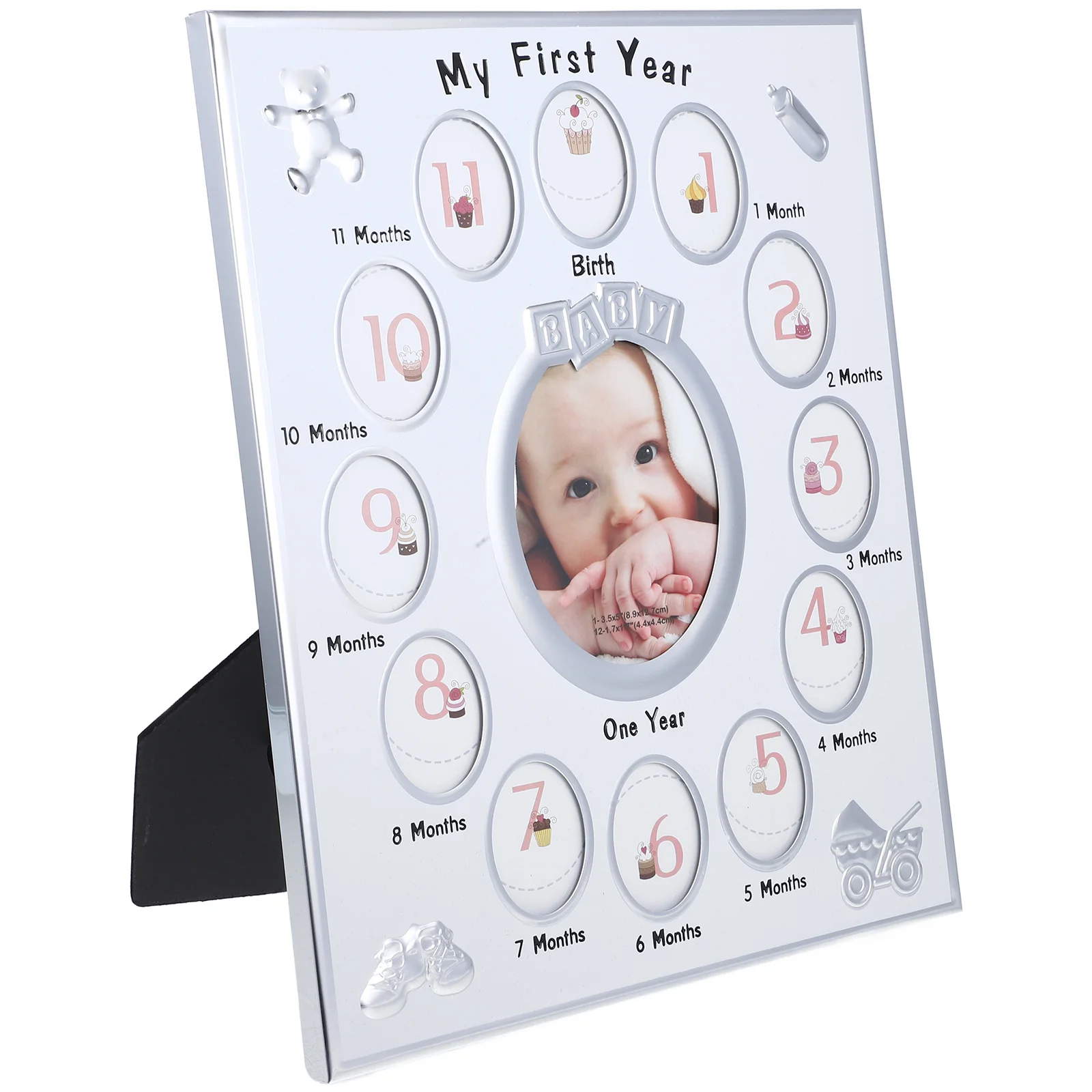 1Pc Baby 12 Months Photo Frame Baby Picture Frame Growth Record Photo Frame Infant Birthday Display Rack (White)