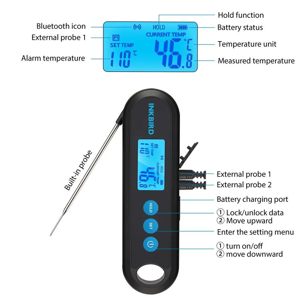 INKBIRD Food Cooking Oven Meat BBQ Stainless Steel Probe for Wireless BBQ Thermometer External Probe Only for IHT-2PB 1PCS