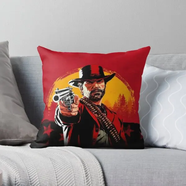 Arthur Morgan Western Cowboy  Printing Throw Pillow Cover Office Comfort Decor Home Square Wedding Pillows not include One Side