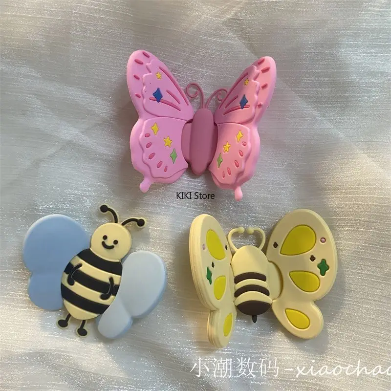 Pink Mobile Phone Stand Butterfly Bee Three-dimensional Stand Silicone Folding Paste