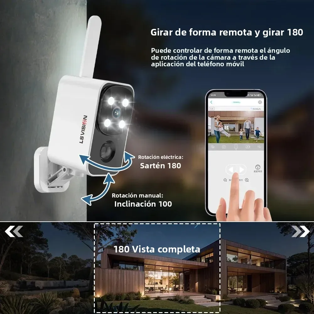 LS VISION cámara Solar para exteriores cámara inalámbrica WIFI/4G tiempo Ultra en espera PIR luz de movimiento Color visión nocturna AI detección batería Cam