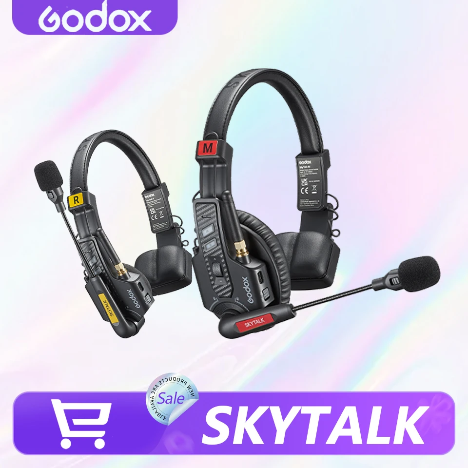 Беспроводная полнодуплексная система связи Godox SkyTalk 1.9GHz с дальностью действия 350 м, шумоподавлением ENC и 12-часовой работой от батареи для киносъемки и прямых трансляций