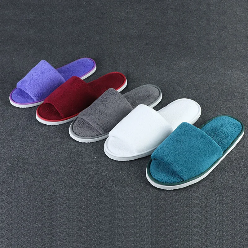 Warm Disposable Slippers Non-slip Solid Color Slippers Breathable Slippers For Home Hotel Winter Women Shoes Wedding Shoes