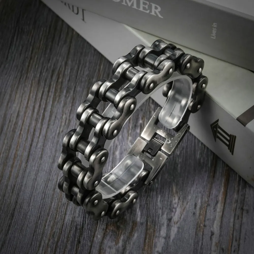 Mens Weight Bracelets Retro Motorcycle Biker Bicycle Chain Link Bracelets For Men/Women Punk Stainless Steel Jewelry