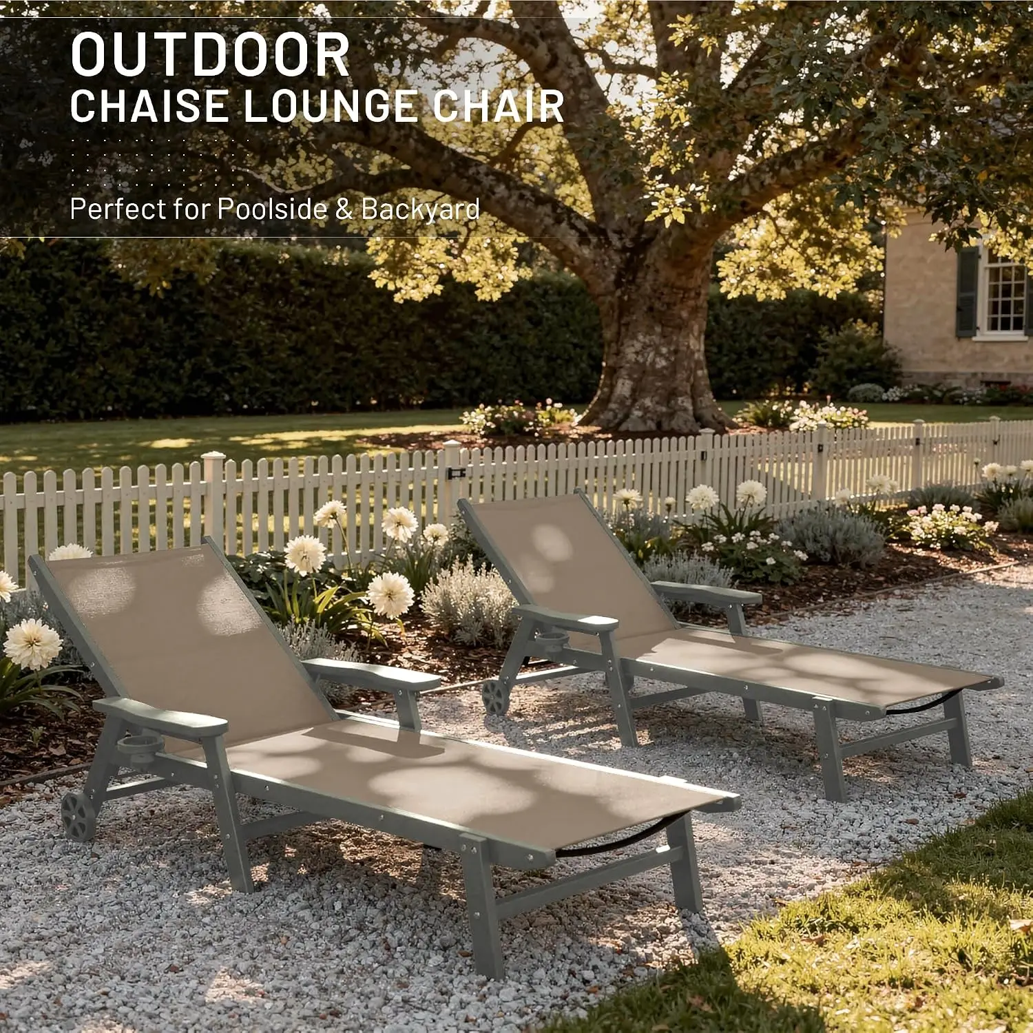 Weather Resistant, 180° Flat Tanning, Quick-Dry Textilene, 5-Position Adjustable Backrest, Easy Assembly, for Backyard Patio