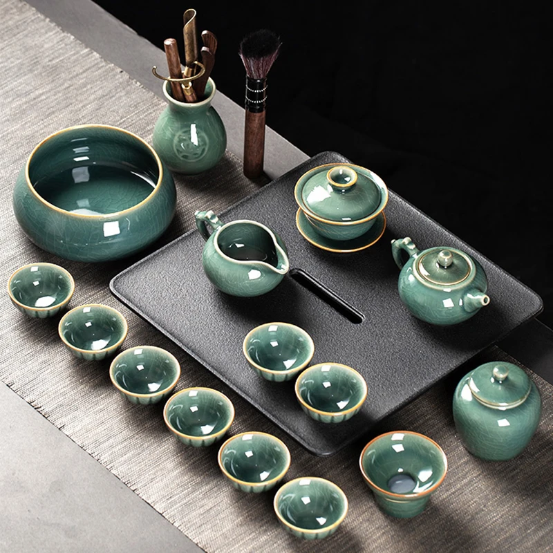 Kungfu tea set high-end luxury ceramic teapot teacup set gift box