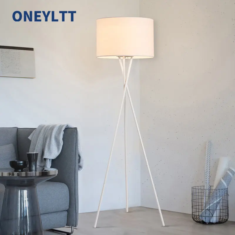 Scandinavian Fabric Led Floor Lamp Living Room Tripod Design Standing Lamps Bedroom Bedside Light Home Decorative Lights