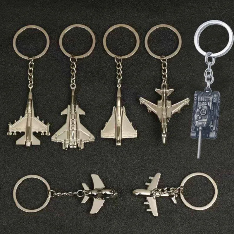 Metal World War Game Fighter plane Warplane Airplane Keychain Funny Aviation Aircraft 3D Tank Keyring Key Chain