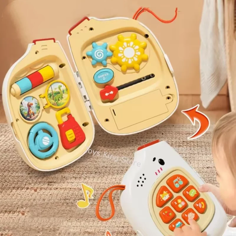 2in1 象の携帯電話おもちゃ 音楽付き ビジーボード感覚玩具 モンテッソーリ 面白いストーリーマシン 教育玩具 子供向けギフト