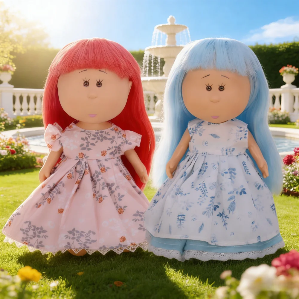 Ropa para Muñecas Españolas de 24 cm, Estilo Mia/Waldorf, Vestido de Encaje con Estampado Floral y de Hojas, Estilo Lolita Dulce, Accesorios Lindos para Casa de Muñecas