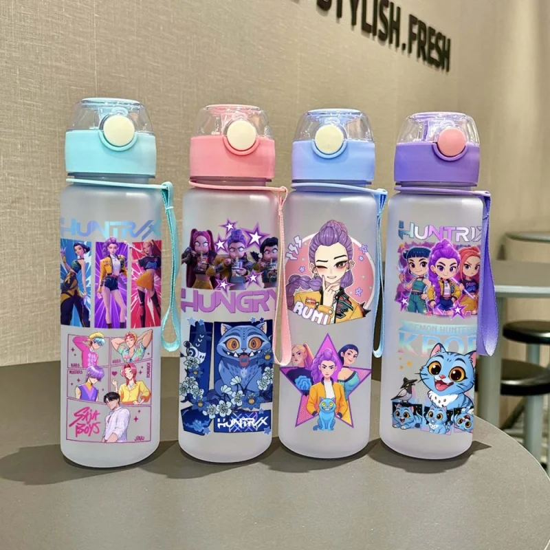 

Чашка для воды с 3D-печатью и узорами мультяшных персонажей-K Pop Demon Hunters, бутылка для воды 700 мл — спортивная, пластиковая, портативная