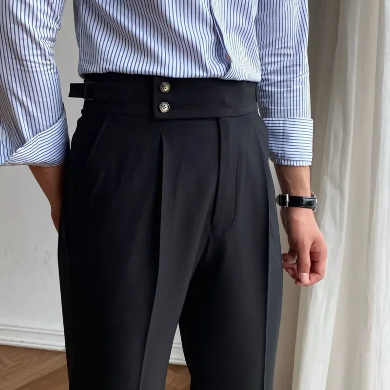 

2024 Dress Ankle Pants Men British High Waist Straight Pants Men Social Trousers Pant Italian Mens Formal Pant Pantalones Hombre