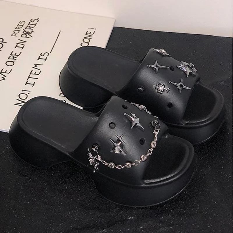 Summer Women Sandals Shoes Garden Shoes Punk Sandal Vacation Beach Personalized Design 4.5CM Platform Non-slip EVA Bottom Shoe