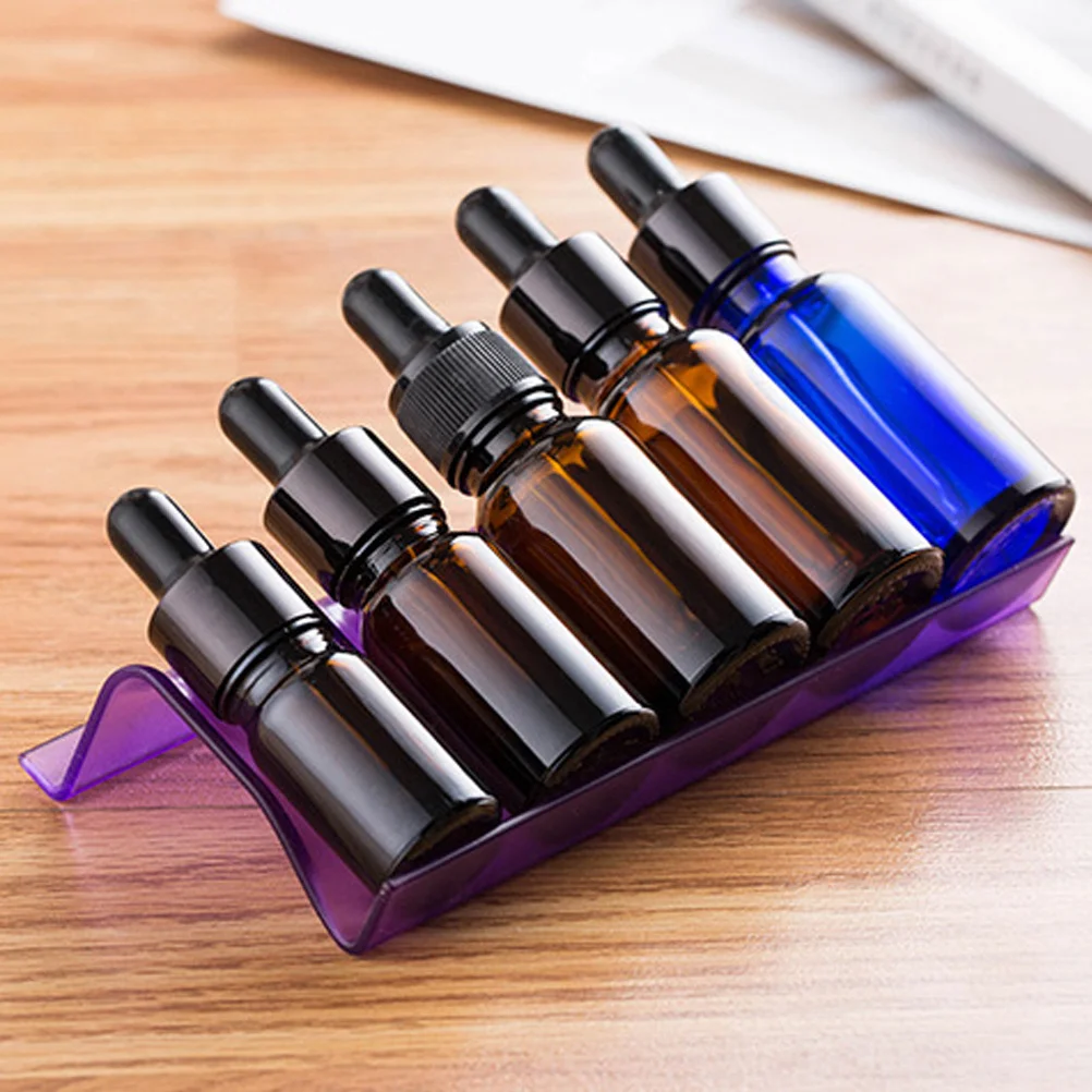 

1 pc 5 Slots Essential Oil Bottle Storage Rack Purple Stackable Plastic Organizer For Drawer Desktop Nightstand Essential Oil