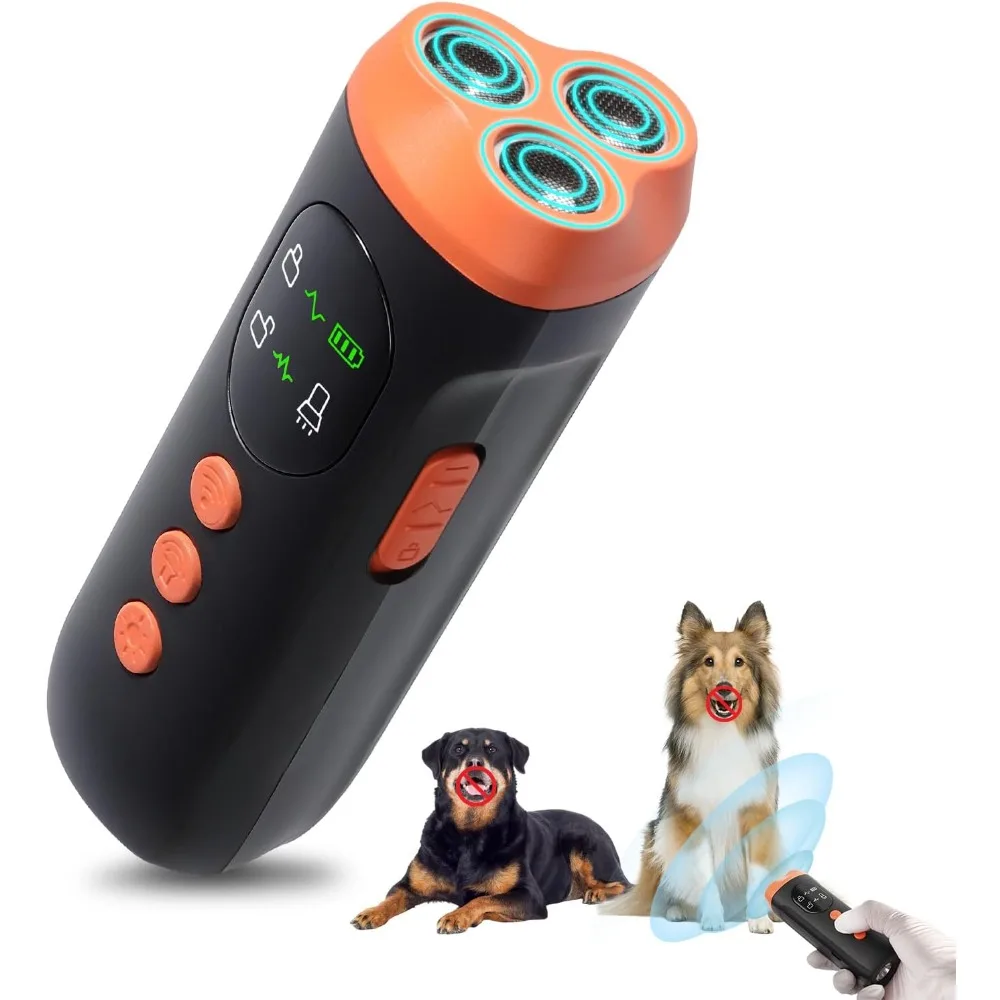 

New Dog Repeller with LED Display Anti Barking Training Device 3 Head Ultrasound Flashlight High Power Dog Training Device
