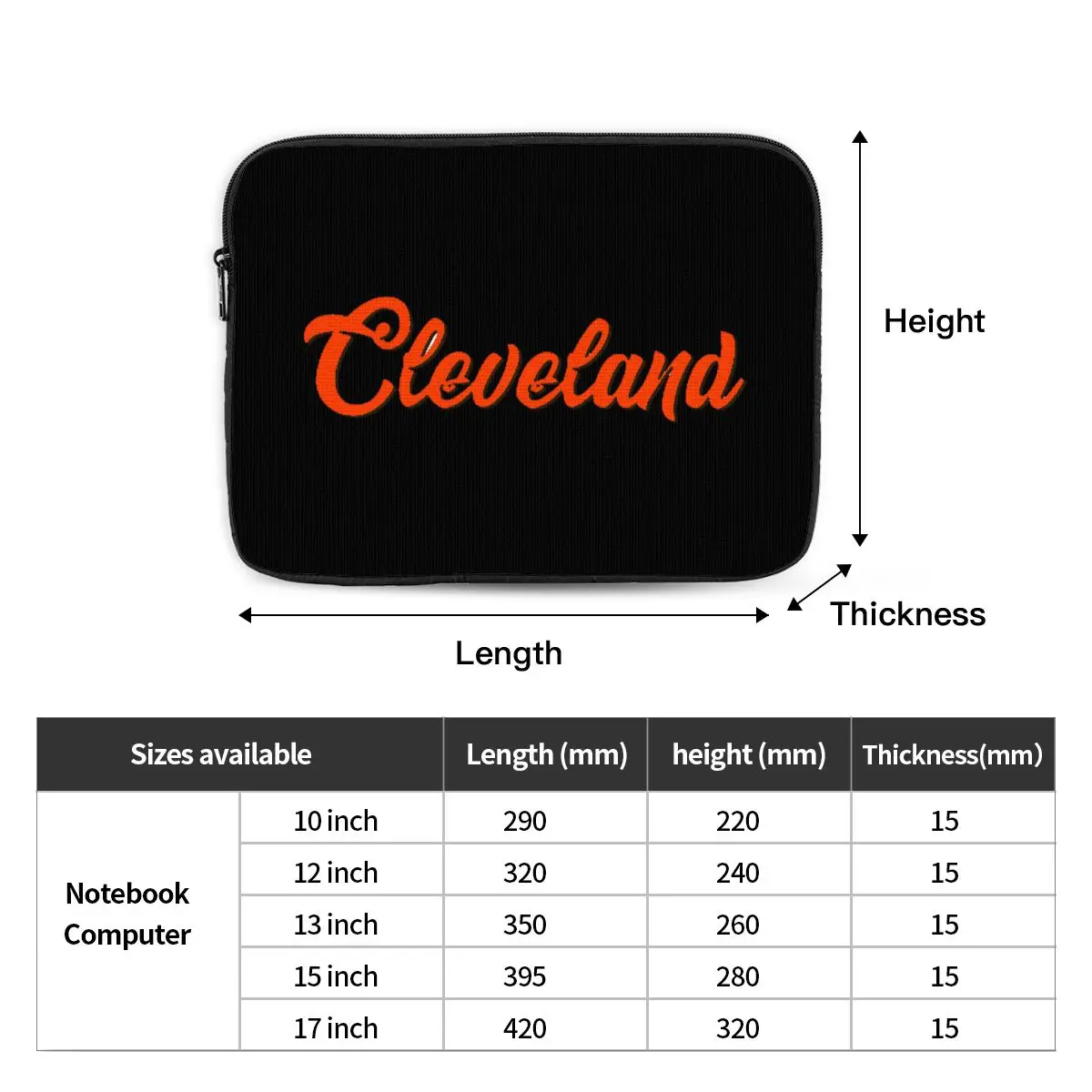 Cleveland Notebook Laptop Bag Case Pouch 10 12 13 15 17 Inch For Macbook Air Pro Tablet Shockproof Case Bag