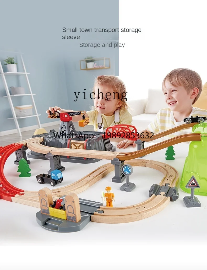 ZZ Bahnstrecke Baustein Set Holz Kinder Baby Junge Pädagogisches Elektroauto Mannequin Kopf Spielzeug