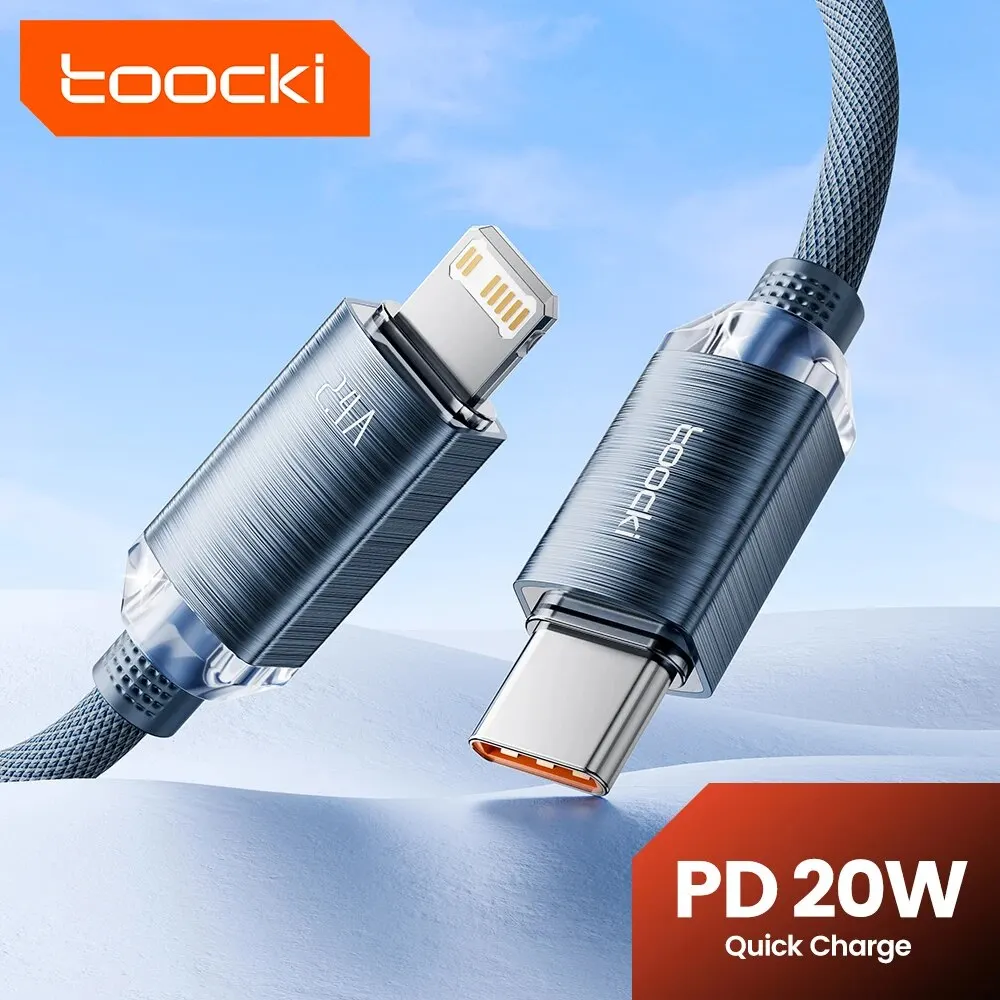 Kabel Toocki USB C do Lightning dla iPhone 14 13 12 11 Pro Max Mini 8 7 Plus AirPods iPad Szybkie Ładowanie Kabel Typu C Lightning