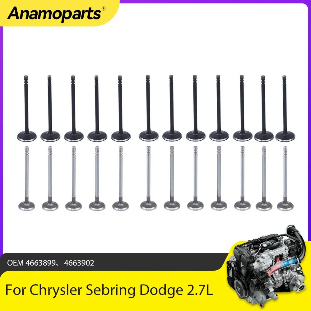 Engine Parts 12pairs Intake And Exhaust Valves Fits 2.7 L EER EES Gas For 98-12 Chrysler Sebring Dodge Journey Intrepid 2.7L