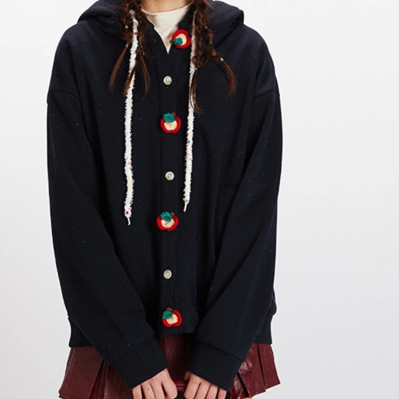 

2025 Autumn and Winter New Cardigan Hooded Sweater Women's Small Fresh College Retro Loose Lazy Coat
