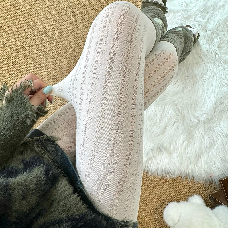 Kave 50D Heart Striped Pantyhose 2025 Autumn Winter Fashion Slim Tights Y2K Girls Lolita Fashion Stocking Leggings