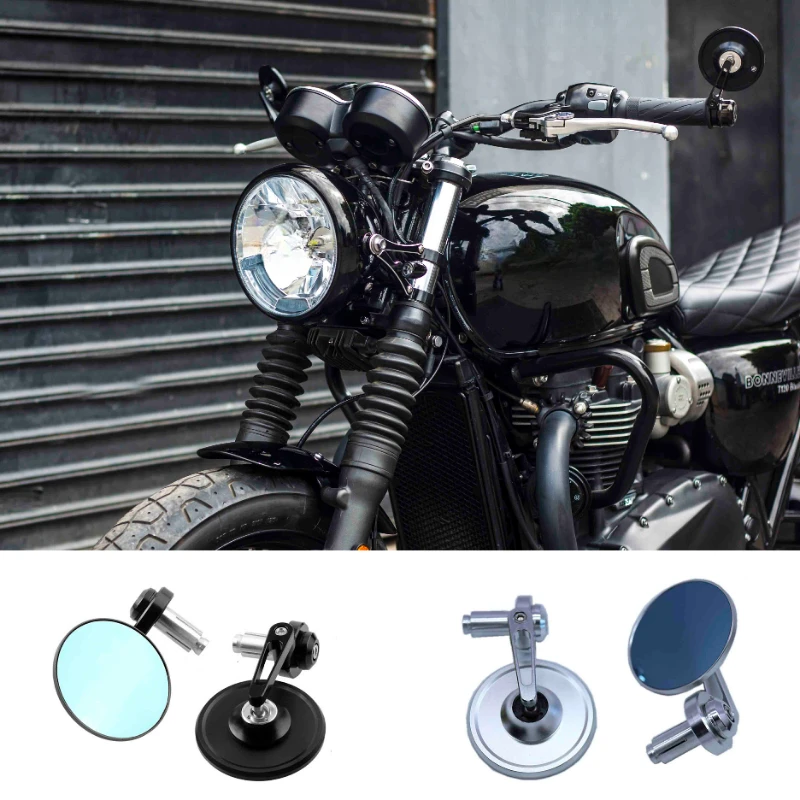 Motorcycle Handlebar Bar End Side Mirrors For Bonneville T120 T100 CNC Aluminum Alloy Anti Glare Glass Modification Accessories