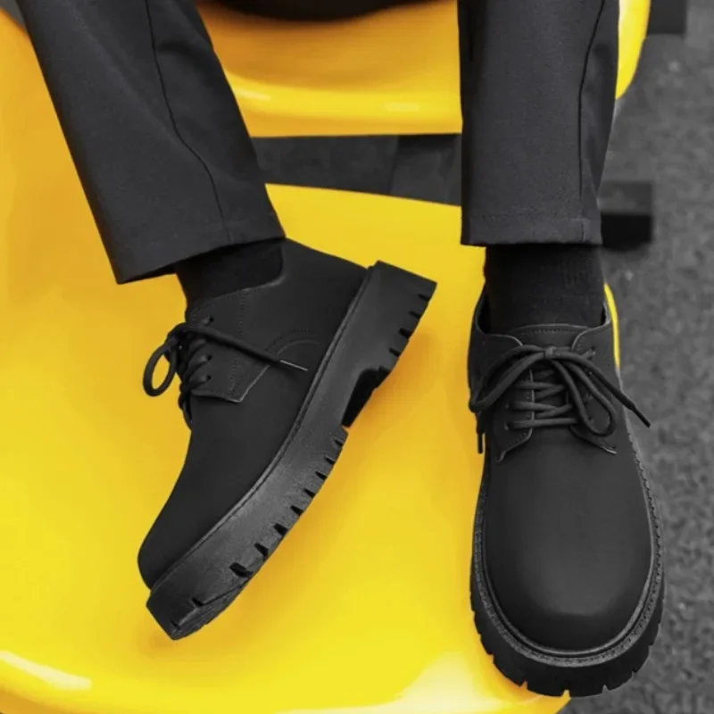 Spring Autumn Business Formal British Style Shoes Versatile Platform Designer Shoes for Man Casual Retro Thick Soled Man Shoes