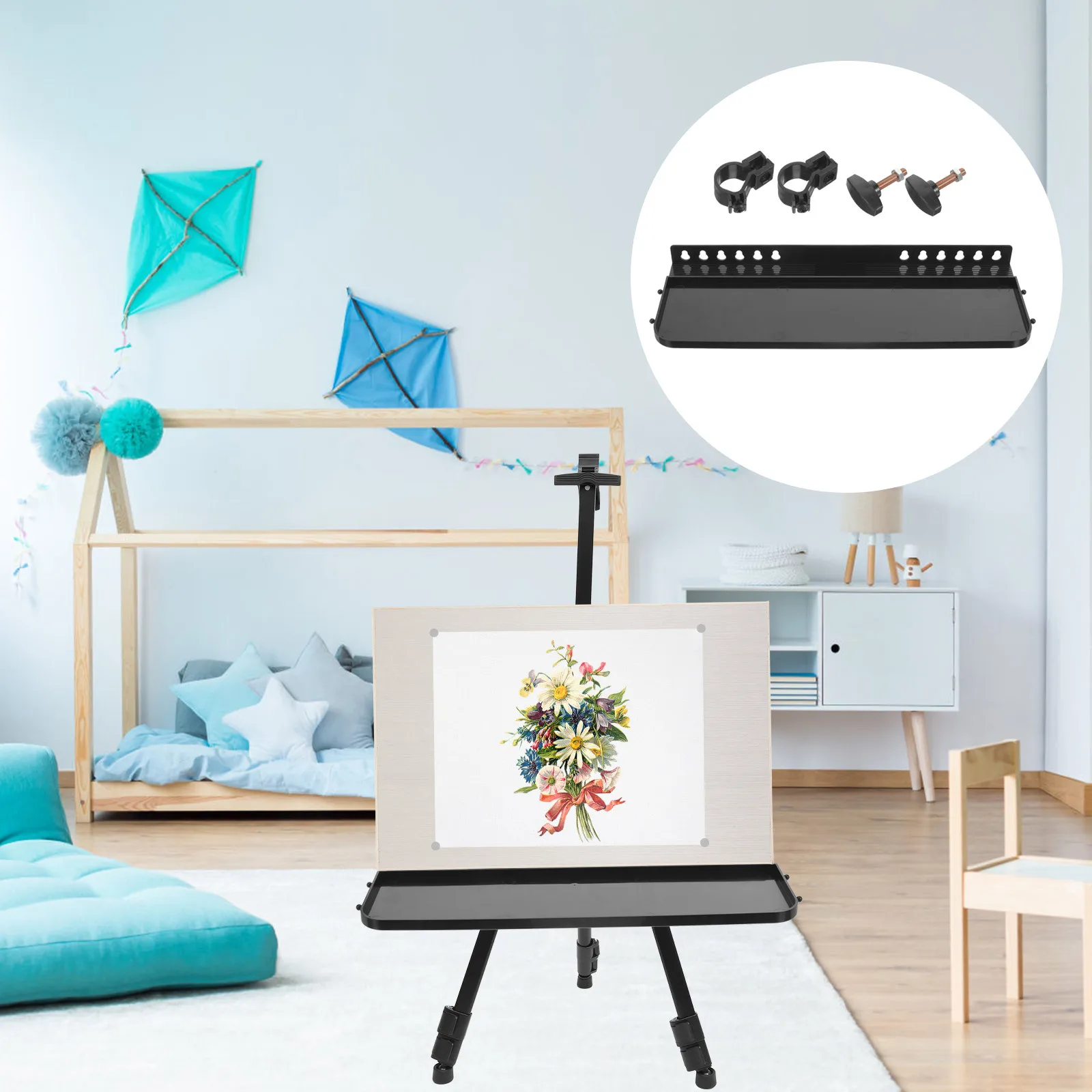 

Detachable Plastic Easel Tray Replacement Shelf Clip Attachment Convenient Storage for Easel Tripod Rack Painting Tools