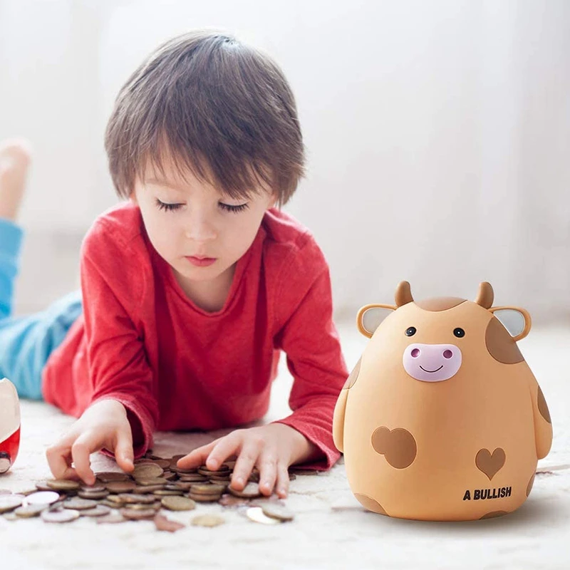 FULL-Piggy Bank,น่ารักวัวเงินBankสําหรับชายและหญิง,เด็กShatterproof Coin Bank,วันเกิดที่ดีที่สุดสําหรับเด็ก