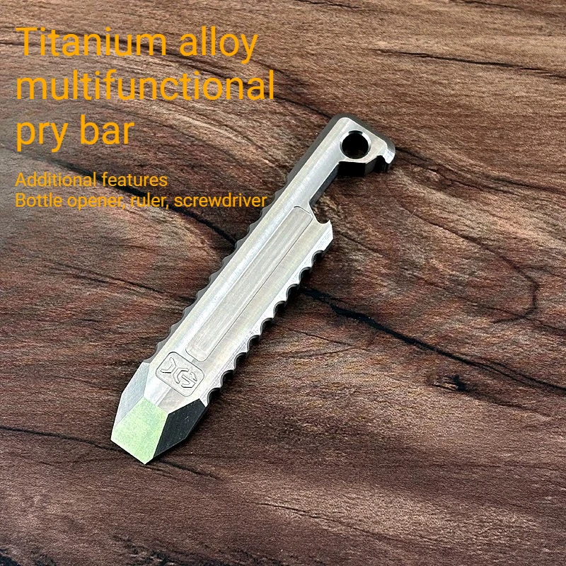 Titanium Alloy EDC Pry Bar Keychain, Multi-purpose Small Tool, Card, Scale, Bottle Opener, Screwdriver, Key Pendant