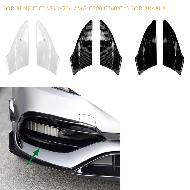 

For Mercedes Benz C Class W206 AMG C200 C260 C43 For Brabus Car Front Bumper Side Splitter Air Vent Intake Lower Spoiler Canards