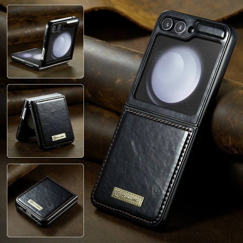 Luxury Slim Leather Phone Case For Samsung Galaxy Z Flip5 Shockproof Flip Case Phone Cover Lover Christmas Gifts