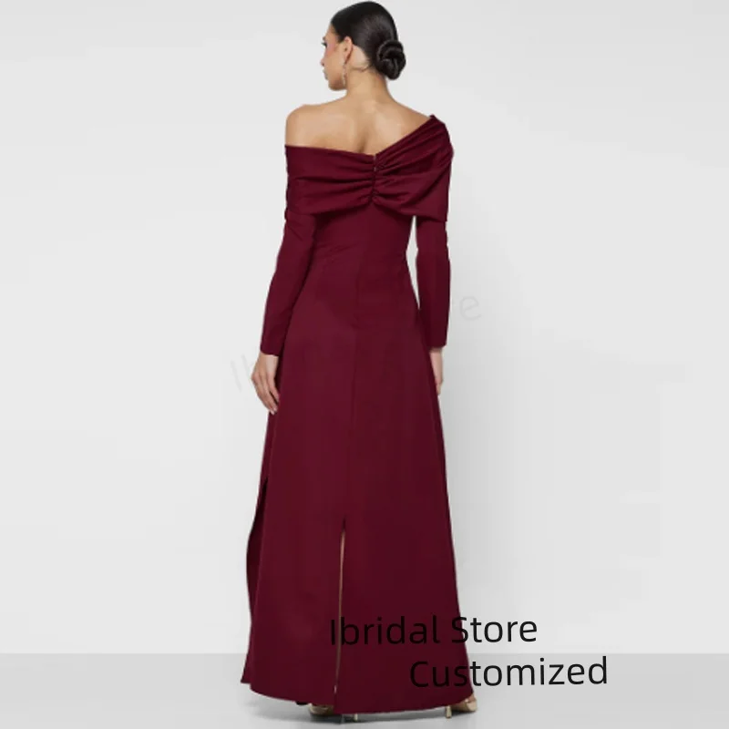 Vestido elegante personalizado para madre de la novia, largo hasta el suelo, vestido de fiesta Formal, un hombro, cuentas, mangas largas, vestidos saudíes