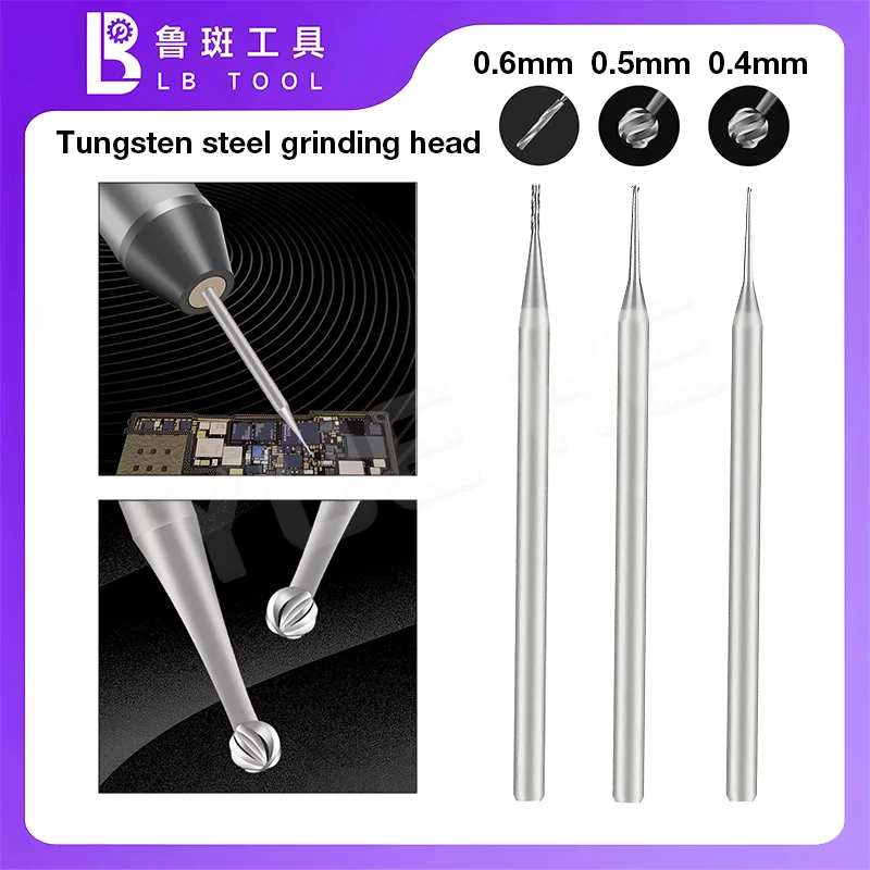 

LUBAN Tungsten Steel Grinding Head 06mm Straight Light 05mm Spherical 04mm Spherical for Mobile Phone Precision Repair Tools