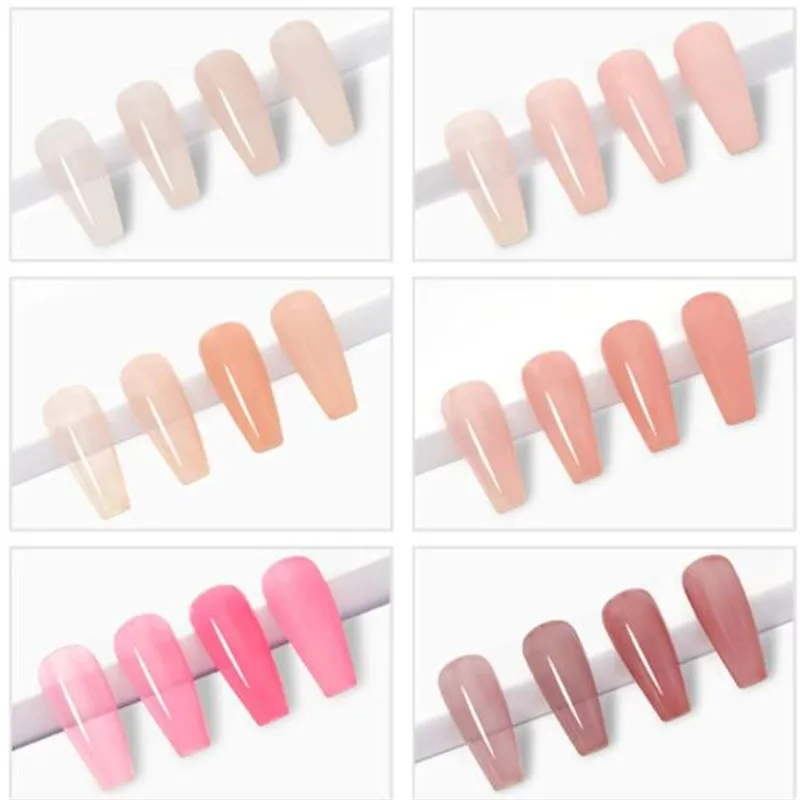 Biutee Jelly Pink Crystal Nail Gel Polish Set 8ml Translucent Varnish Soak Off Nail Art UV Gel 6 Colors Nude Color for Manicure