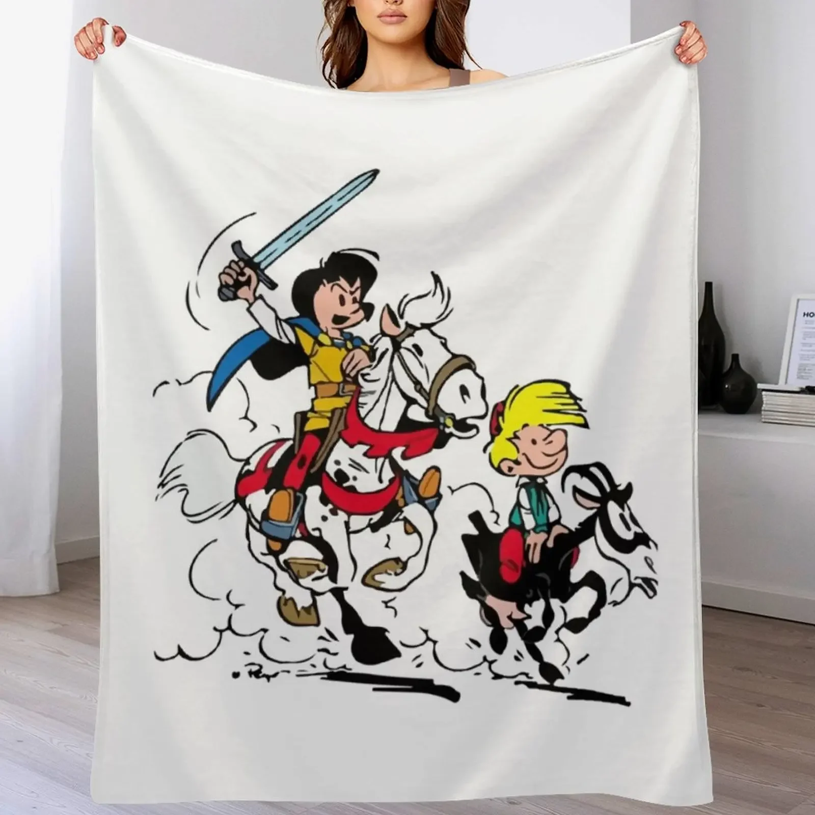 Johan et Pirlouit (Johan et Peewit) classique Throw Blanket Foldable Soft Warm Blanket for Outdoor Use