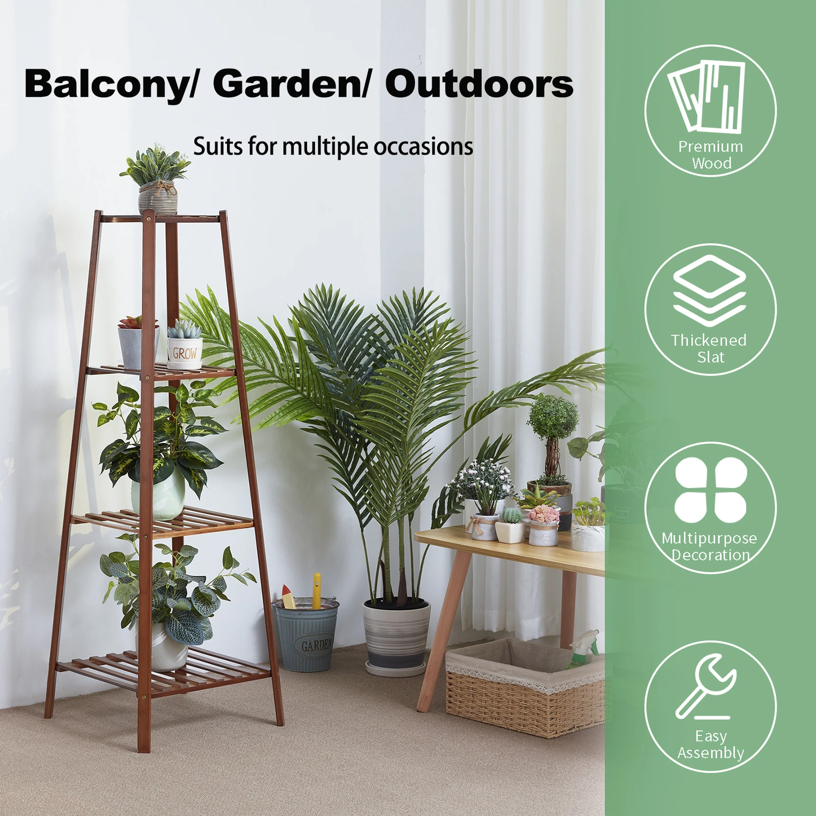 

Супербольшая 3-ярусная деревянная подставка для растений для дома и улицы