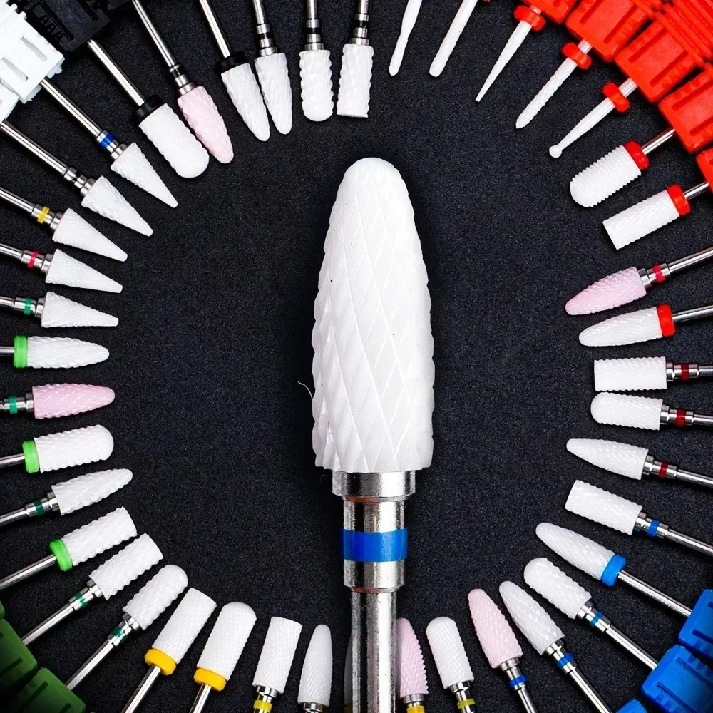 Brocas de cerámica de tungsteno para uñas, fresa para manicura y pedicura, limas para uñas, herramienta de accesorios para equipos de decoración de uñas