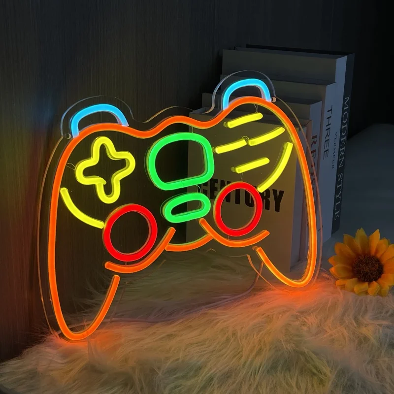 Gamepad Neon, geeignet für Spieleräume, E-Sport-Räume oder Unterhaltungshöcke. USB-betrieben mit Dimmerschalter