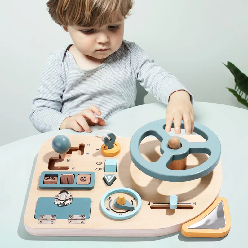 Montessori Early Education Steering Wheel Simulation Busy Board Children Play Home Learning Driving Puzzle Toy